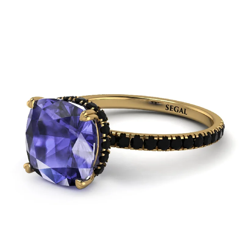 Personalized Birthstone Ring for Brides-Cushion Hidden Tanzanite Ring - Nova No. 207