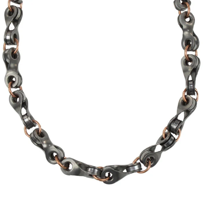 Bold Fashion Necklace for Evening Events-Twisted Link & Roller Chain Necklace