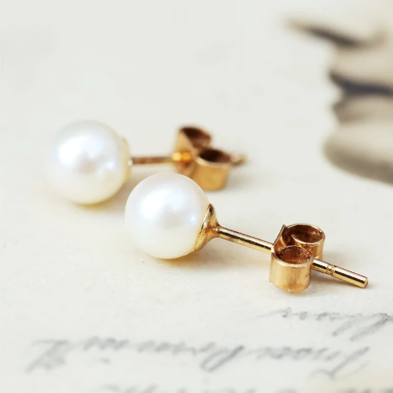 Rose Gold Hoop Earrings-Vintage Saltwater Cultured Pearl Stud Earrings