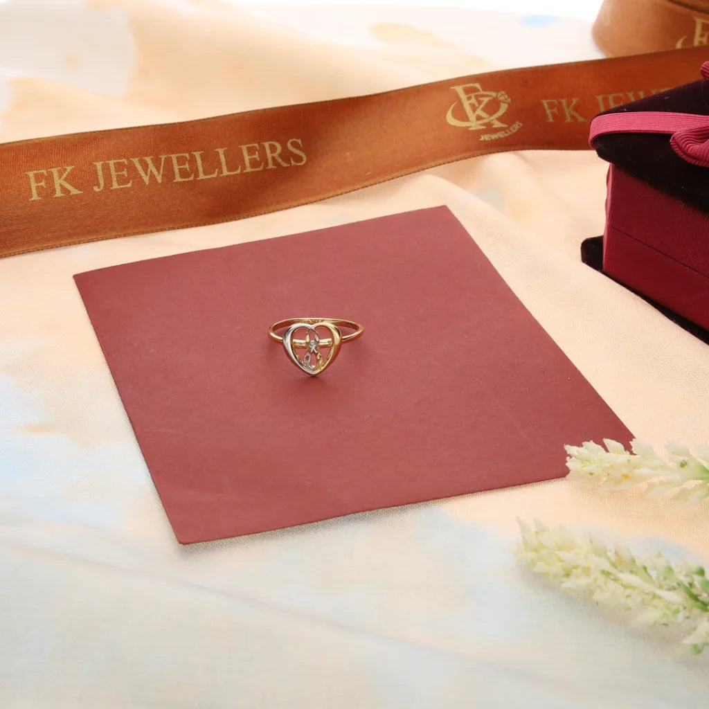 Rose Gold Engagement Ring-Gold Dual Tone Heart Shaped Ring 18KT - FKJRN18K7341