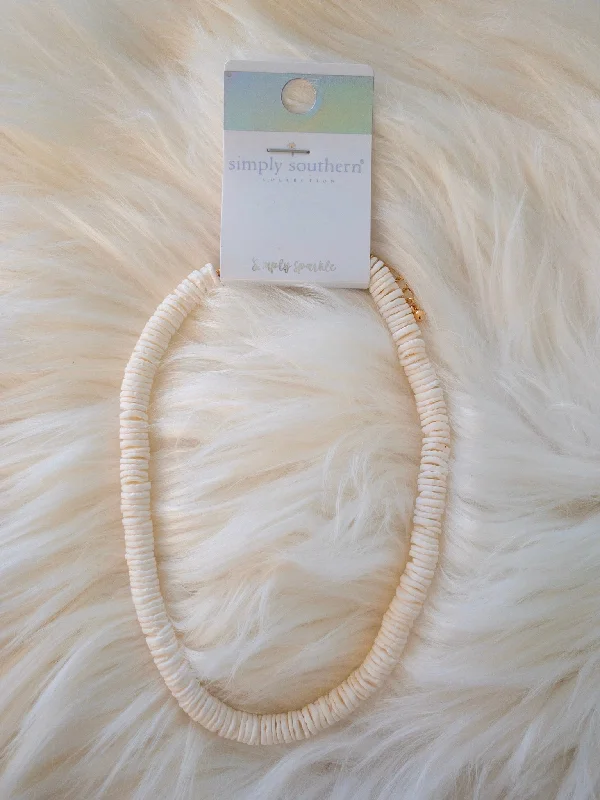 Dainty Necklace for Everyday Looks-Simply Southern Smooth White Puka Shell Necklace