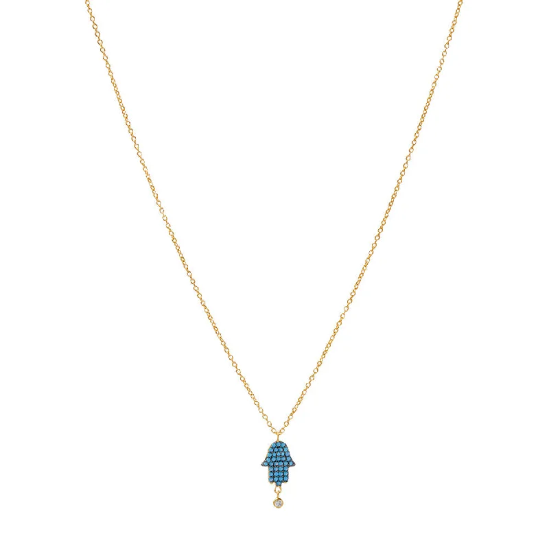 Custom Necklace for Special Celebrations-Turquoise Hamsa Necklace