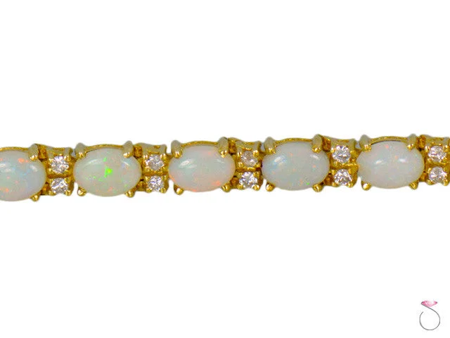 Silver Link Bracelet for Fashionable Women-Fire Opal Diamond 1.00ctw Tennis Bracelet 6.5in in 14K