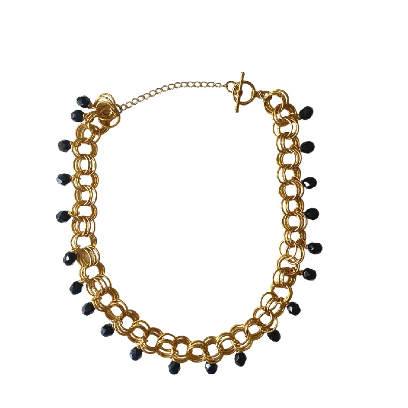 Gemstone Necklace for Evening Wear-The Christina Choker in Jet Black