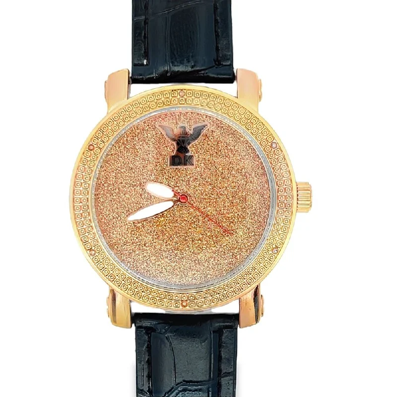 Affordable Fashion Watches for Women-All Rose Gold Hip Hop Real Diamond Watch