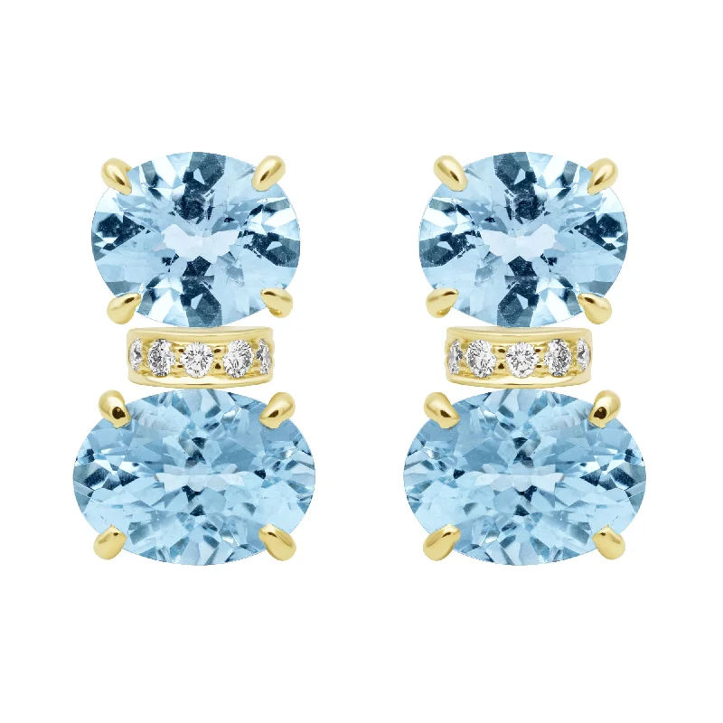 Elegant Earrings for Bridal Parties-Earrings - Blue Topaz And Diamond (2409A)