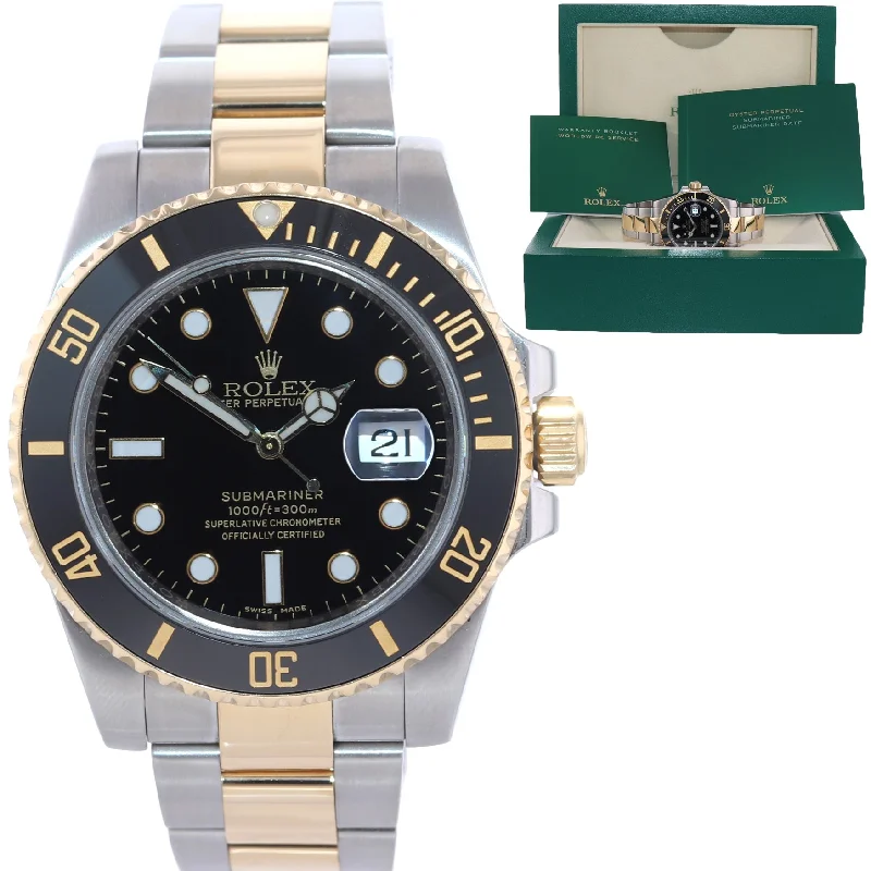 Luxury Watches for Men with Leather Bands-Rolex Submariner 116613 Two Tone Steel Yellow Gold Black Ceramic Watch Box