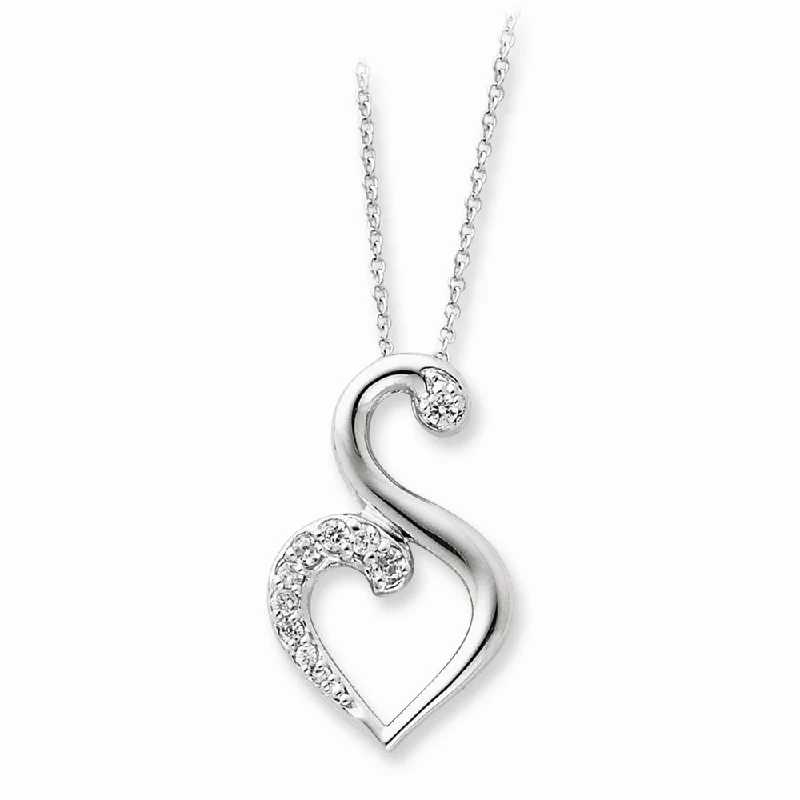 Elegant Choker Necklace for Brides-Sterling Silver & CZ Journey of Friendship Heart Necklace, 18 Inch