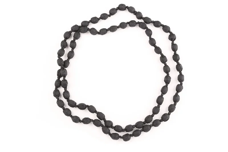 Fashionable Necklace for Young Adults-Black Silk Knotted Necklace