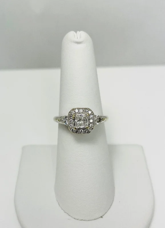 Large Gemstone Ring for Evening Wear-7/8ctw Natural Diamond 14k White Gold Engagement Ring