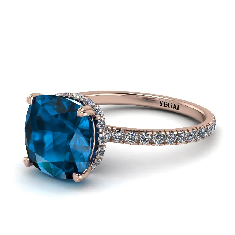 Chunky Gemstone Ring for Statement-Cushion Hidden Blue Topaz Ring - Nova No. 502