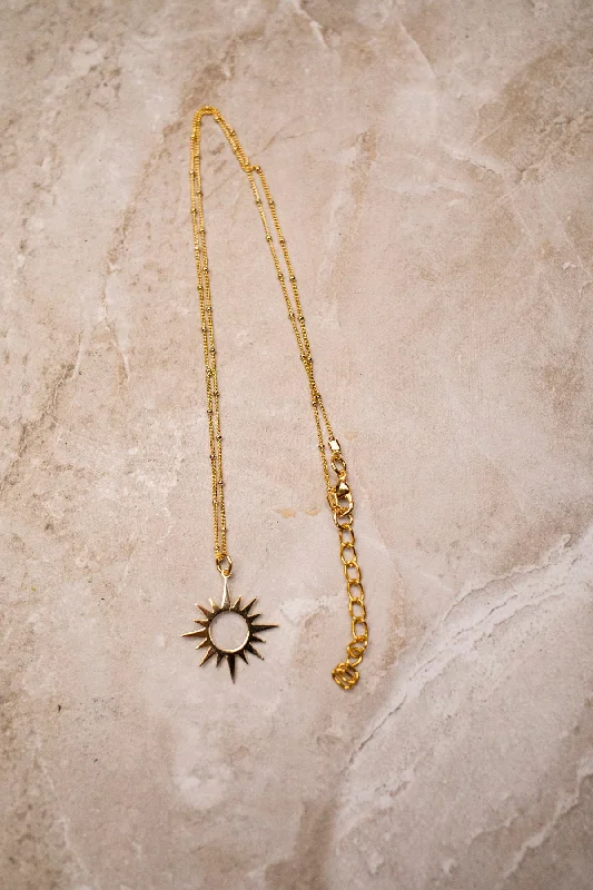 Custom Gold Necklace for Unique Style-Satellite Sun Necklace