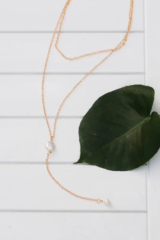 Rose Gold Necklace for Women-Tier Drop Pearl Necklace