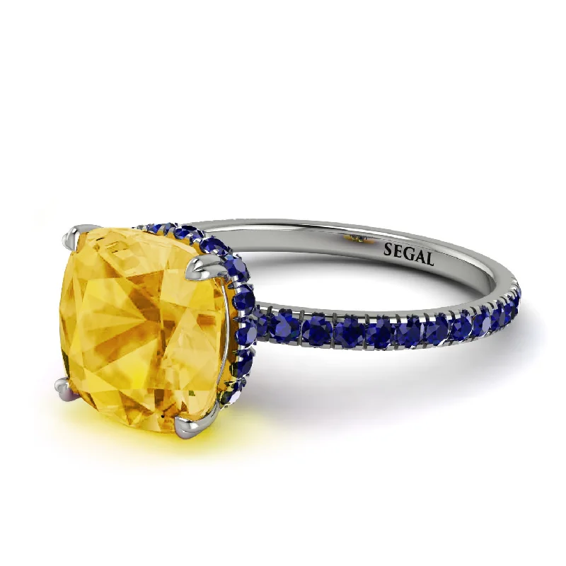 Men’s Silver Ring for Fashion-Cushion Hidden Citrine Ring - Nova No. 615