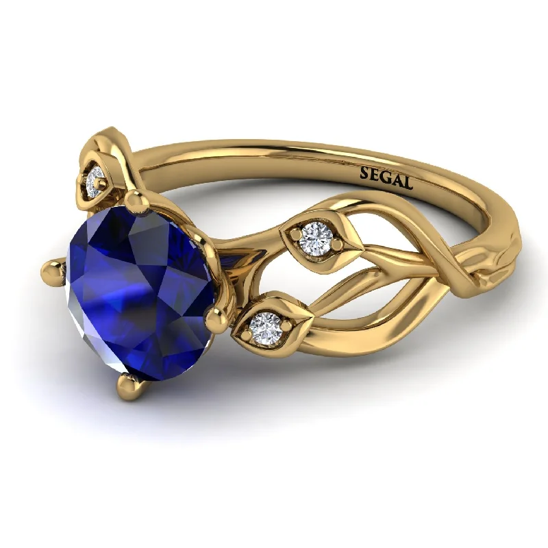 Colored Gemstone Ring for Fashion-Sapphire Blossom 14K Golden Nature Inspired Engagement Ring - Haley No. 13