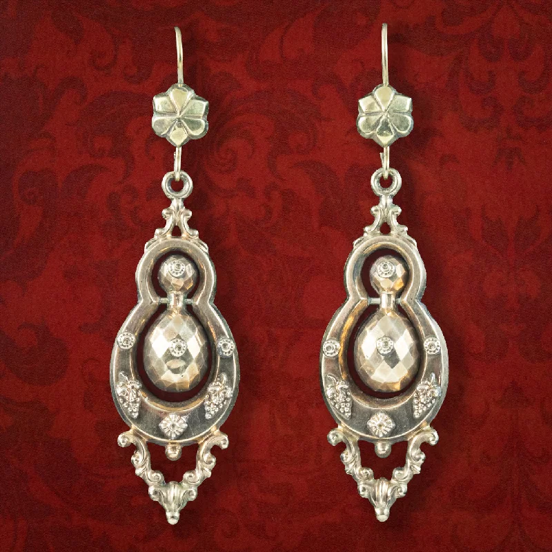 Large Statement Earrings-Antique Victorian Drop Earrings 15ct Gold