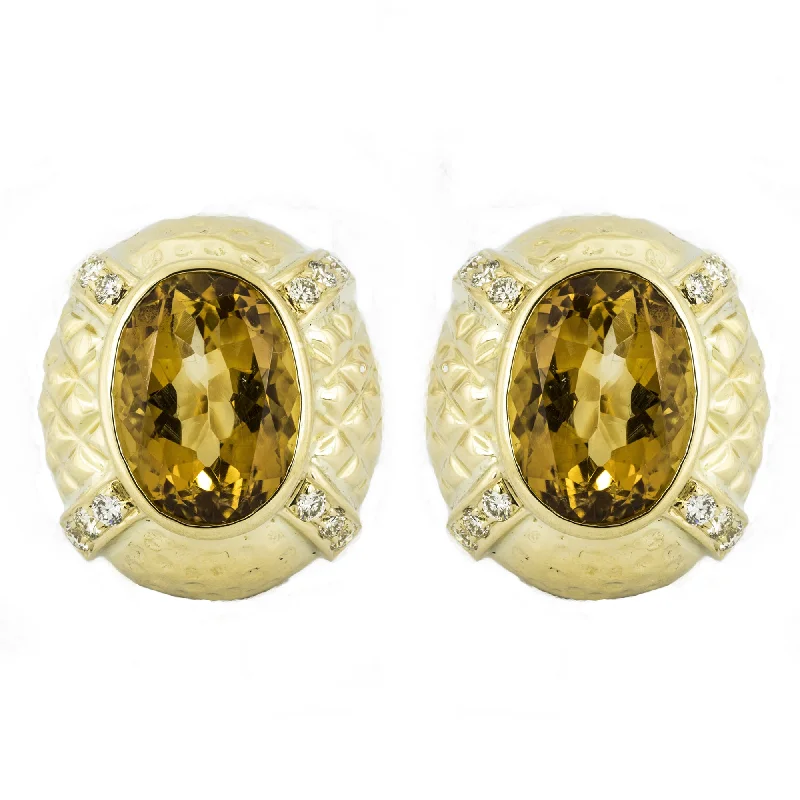 Artistic Drop Earrings for Fashion Lovers-Earrings- Citrine And Diamond