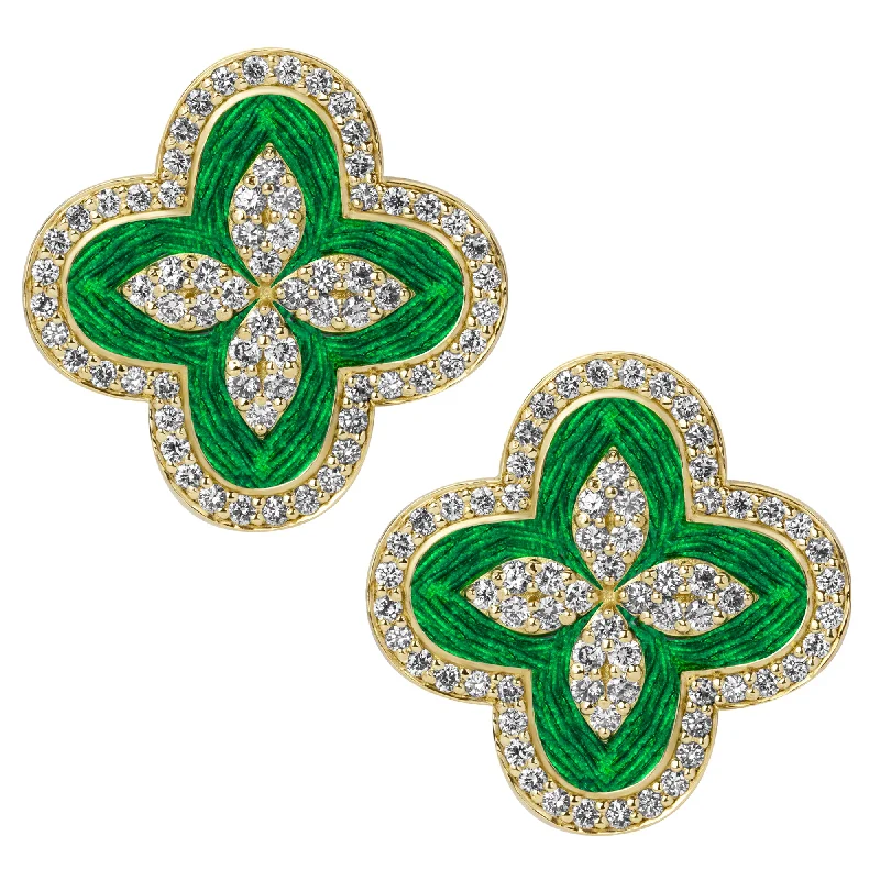 Classic Gold Earrings for Women-Earrings - Diamond (enamel)