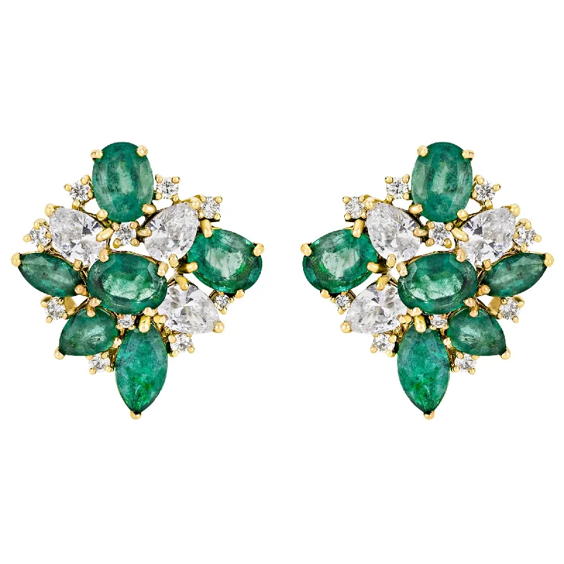 Stunning Drop Earrings for Weddings-Earrings - Emerald, Diamond and Crystal