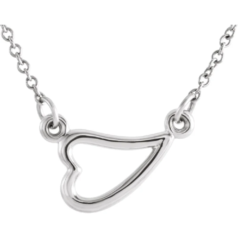 Fashionable Necklace for Young Adults-Sterling Silver Small Sideways Heart Necklace, 16-18 Inch