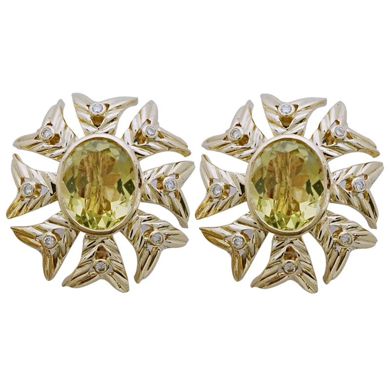 Timeless Earrings for Special Occasions-Earrings- Lemon Quartz And Diamond