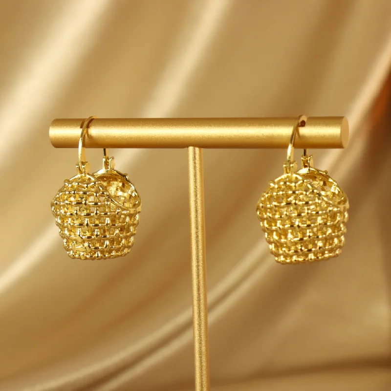 Unique Earrings for Trendy Looks-Evangeline 18ct gold plated bucket shaped earrings