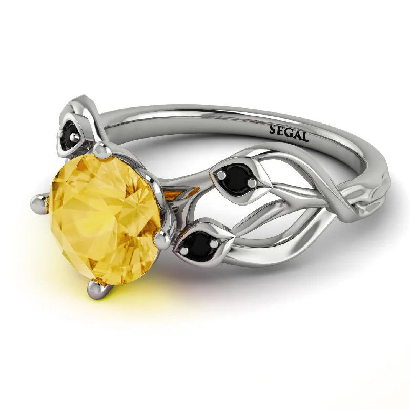 Custom Name Ring for Personal Touch-Citrine Blossom 14K Golden Nature Inspired Engagement Ring - Haley No. 609