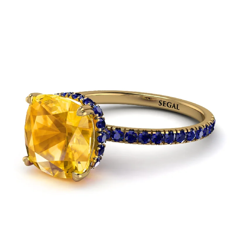 Classic Diamond Band Ring for Wedding-Cushion Hidden Yellow Diamond Ring - Nova No. 1013