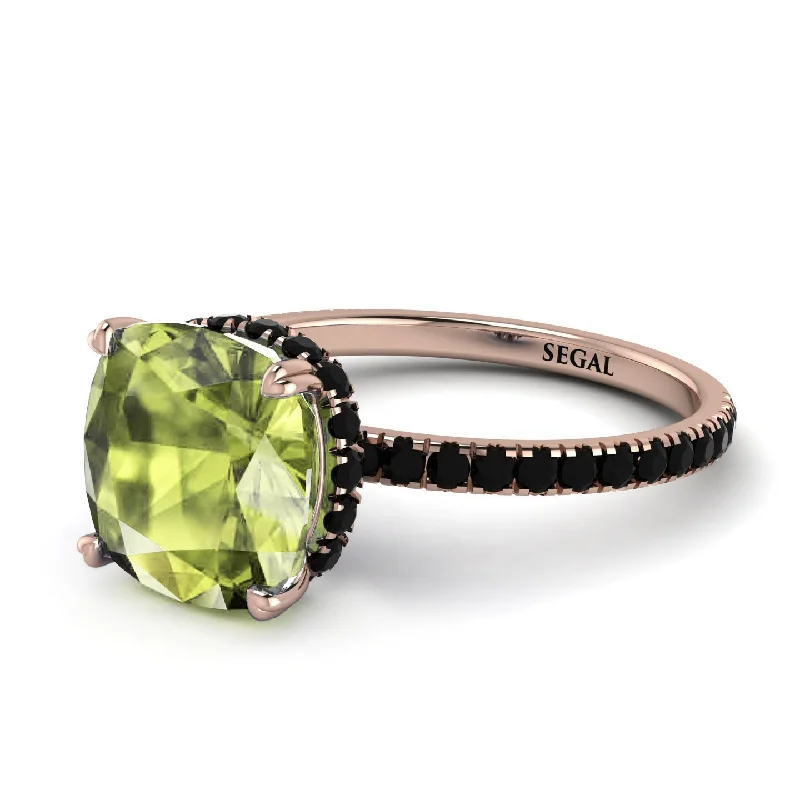 Boho Chic Ring for Casual Wear-Cushion Hidden Peridot Ring - Nova No. 708