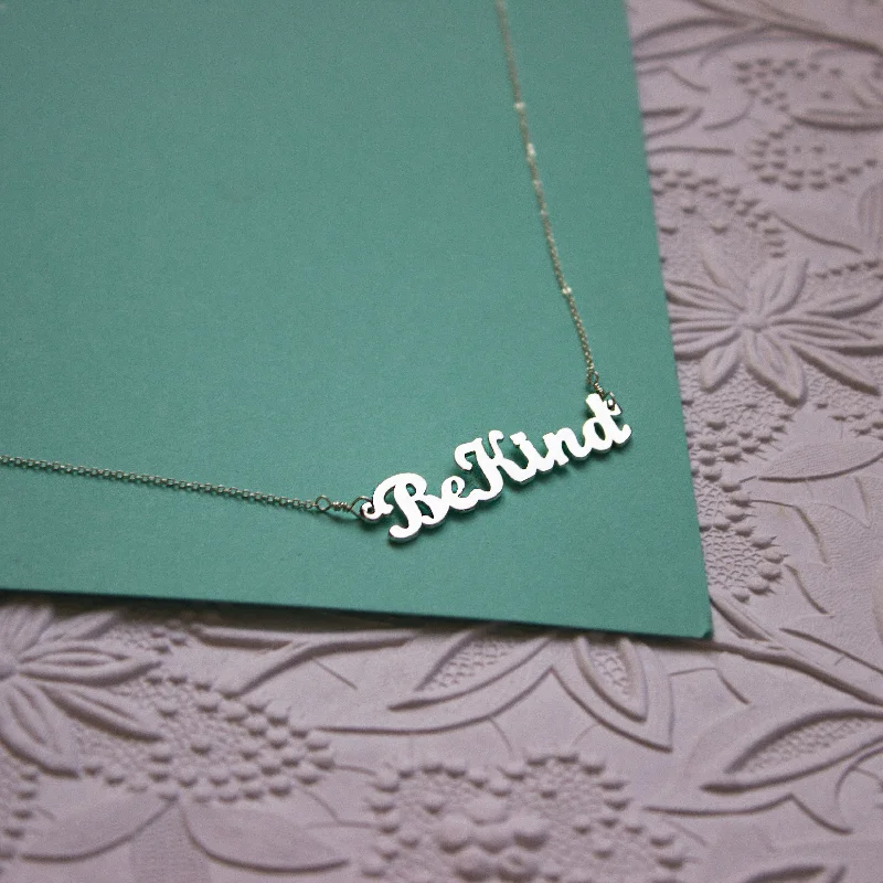 Artistic Gemstone Necklace-Be Kind Nameplate Necklace