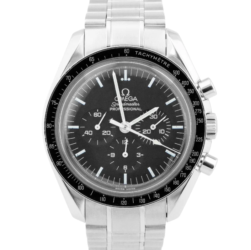 Women's Watches with Adjustable Leather Strap-Omega Speedmaster Moonwatch Black Chronograph 42mm Stainless Watch 3570.50.00