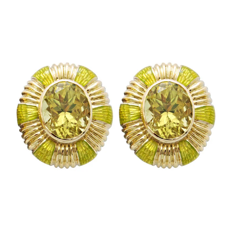 Trendy Stud Earrings for Young Women-Earrings- Lemon Quartz (Enamel)