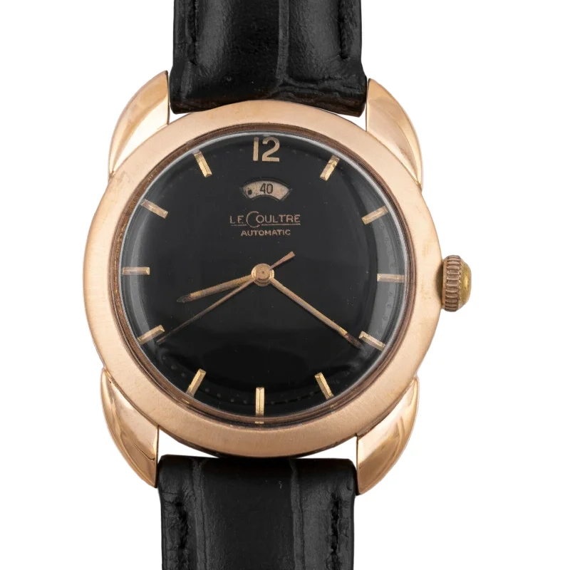 Classic Men's Watches with Round Faces-Le Coultre Powermatic 14k Gold 1952 Bumper Power Reserve Black Dial 34mm Watch