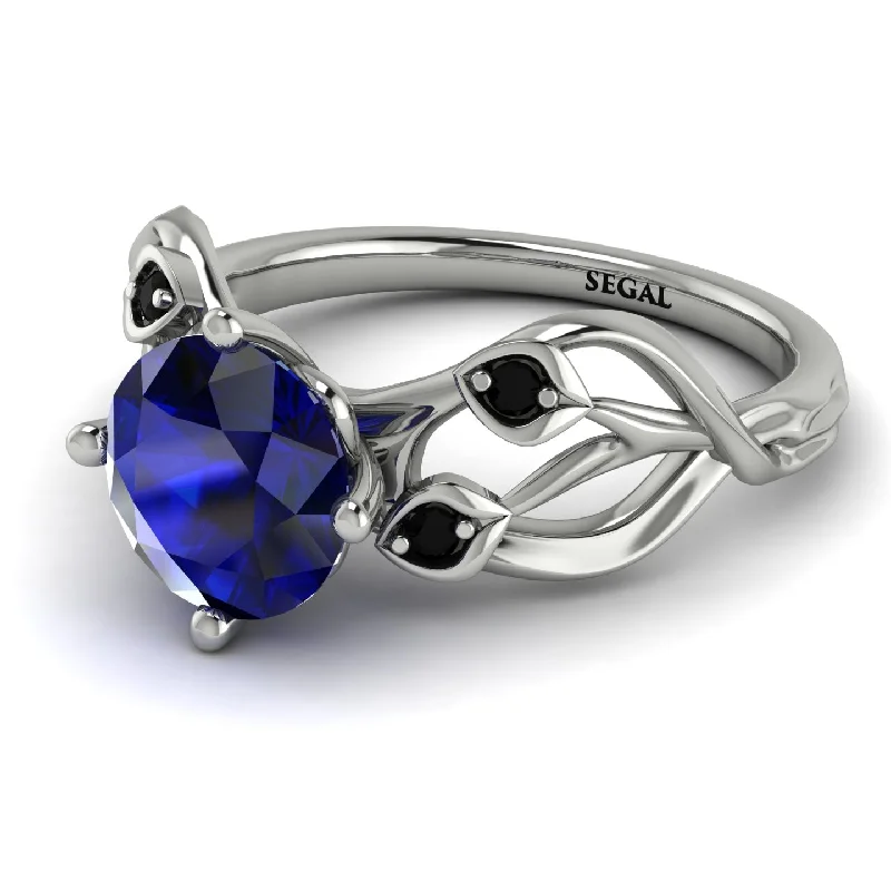 Birthstone Engagement Ring for Women-Sapphire Blossom 14K Golden Nature Inspired Engagement Ring - Haley No. 45