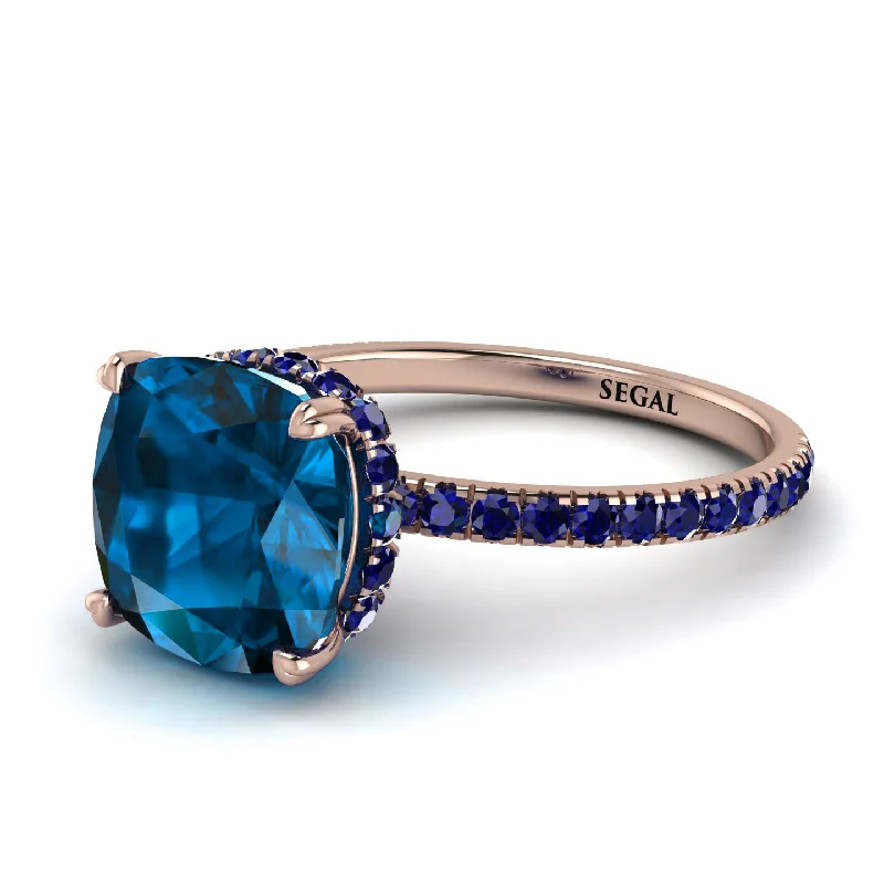 Sapphire Engagement Ring for Women-Cushion Hidden Blue Topaz Ring - Nova No. 514