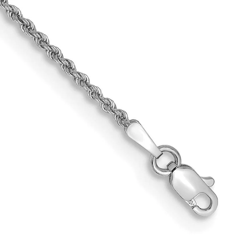 Beautiful Diamond Bracelet for Engagement-14K White Gold 8 inch 1.5mm Regular Rope with Lobster Clasp Chain Bracelet