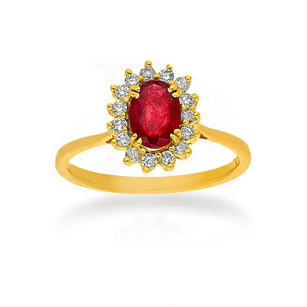 Unique Wedding Ring for Him and Her-Diamond & Ruby Oval Cut Solitaire Ring in 18KT Gold - FKJRN18K2141