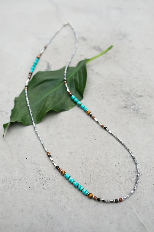 Handcrafted Gemstone Necklace for Gifts-Iron Rose Aqua & Silver Necklace