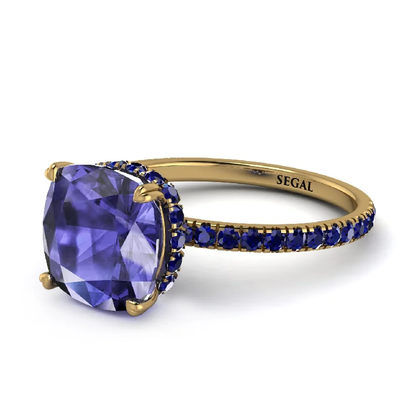 Elegant Engagement Ring with Diamond Accents-Cushion Hidden Tanzanite Ring - Nova No. 213