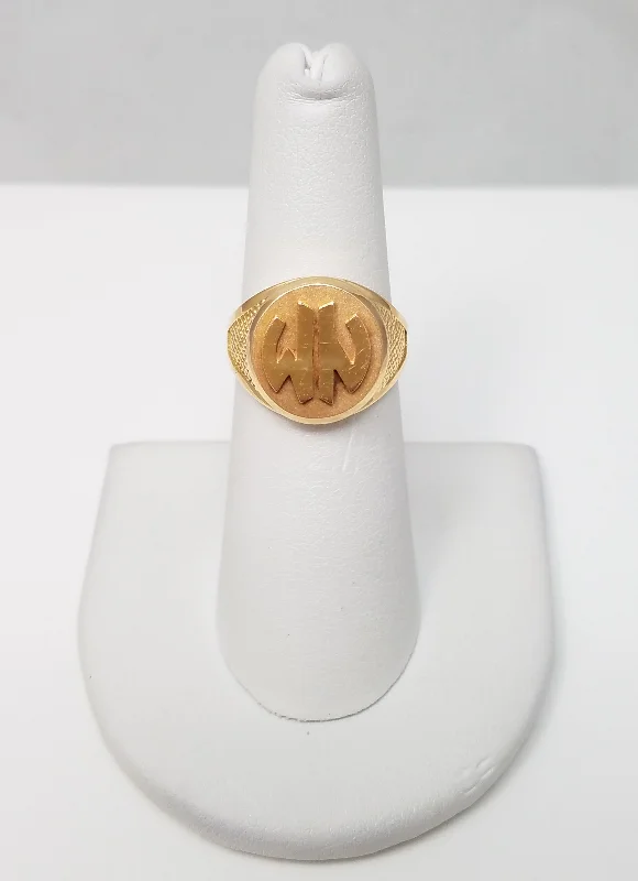 Sterling Silver Ring for Special Occasions-Vintage 18k Yellow Gold Signet Ring