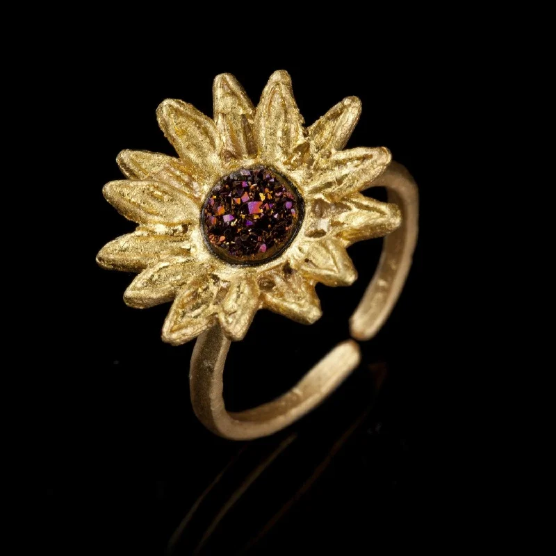 Luxury Ruby Ring for Women-Sunflower Ring - Small