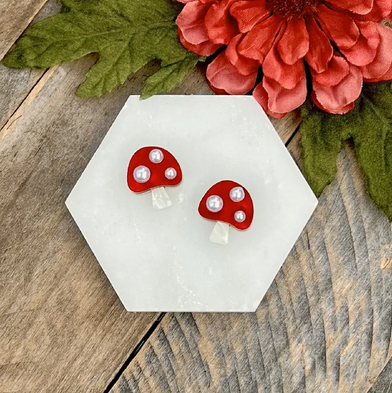 Statement Earrings for Weddings-Mushroom Stud Earrings