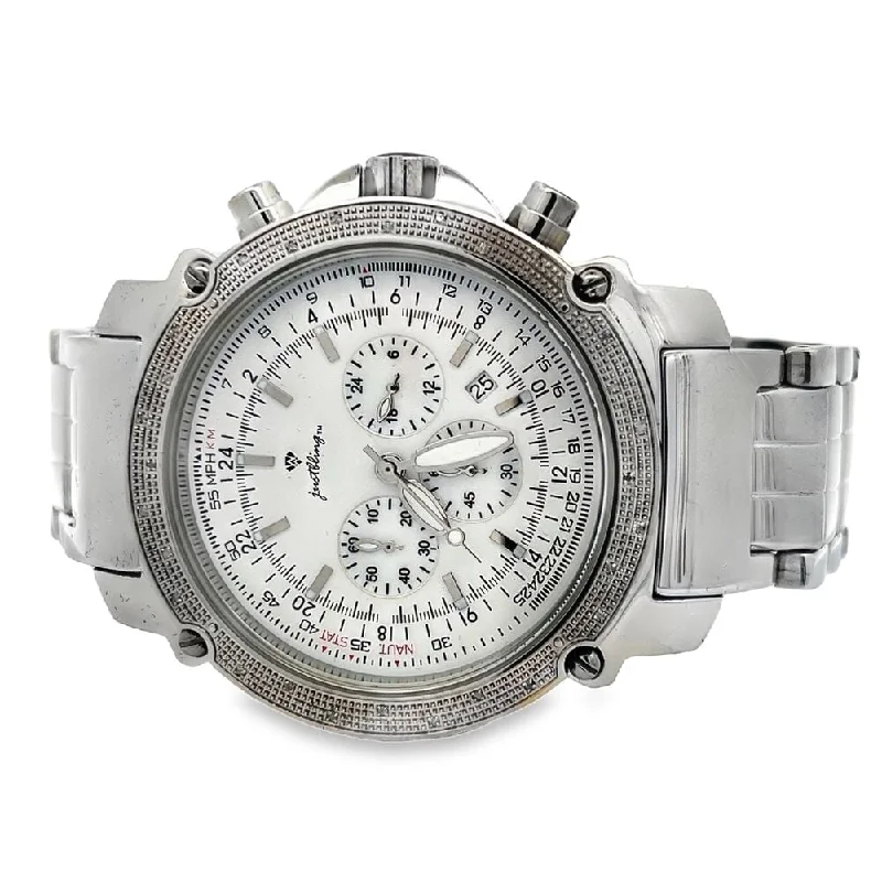 Chronograph Sports Watches for Professionals-.30cttw Real Diamond Chrono Dial Sport Watch