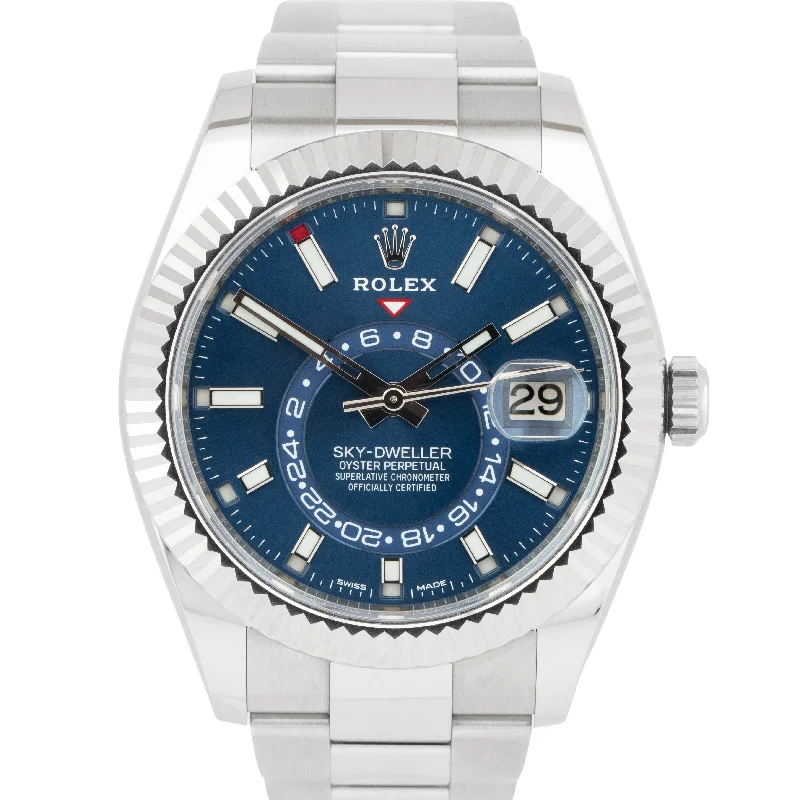 Digital Sports Watches with Multiple Functions-Rolex Sky-Dweller BLUE Stainless Steel White Gold 326934 42mm Oyster Watch BOX