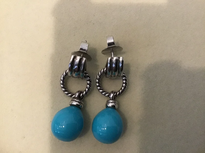 Statement Earrings for Special Occasions-Repair - Earrings - Turquoise in Sterling Silver