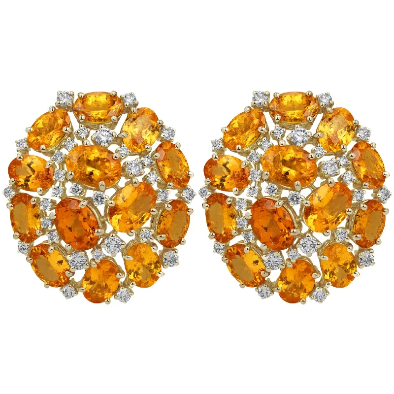 Fashionable Earrings for Parties-Earrings - Orange Garnet And Diamond