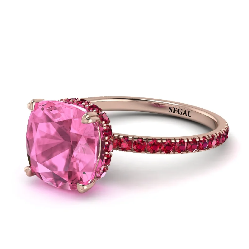 Unique Gemstone Ring-Cushion Hidden Pink Moissanite Ring - Nova No. 811