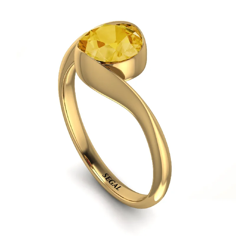 Wedding Band with Diamonds-Vintage Bezel Twist Citrine Ring - Everly No. 601