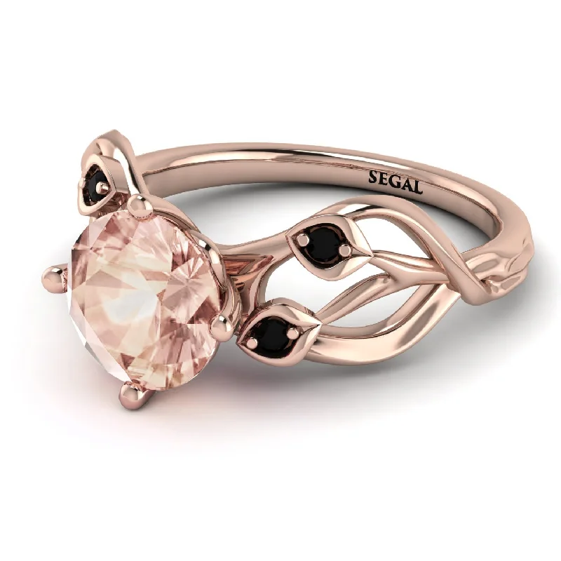 Custom Silver Ring for Customization-Morganite Blossom 14K Golden Nature Inspired Engagement Ring - Haley No. 908