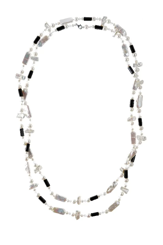 Adjustable Necklace for Comfortable Wear-Pearl & Barrel Agate Necklace